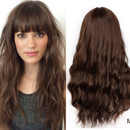 Solid Color Long Hair Wig European  Women's