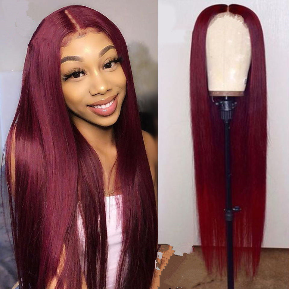 Solid Color Long Hair Wig European  Women's
