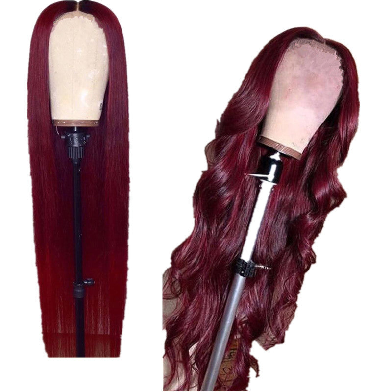 Solid Color Long Hair Wig European  Women's