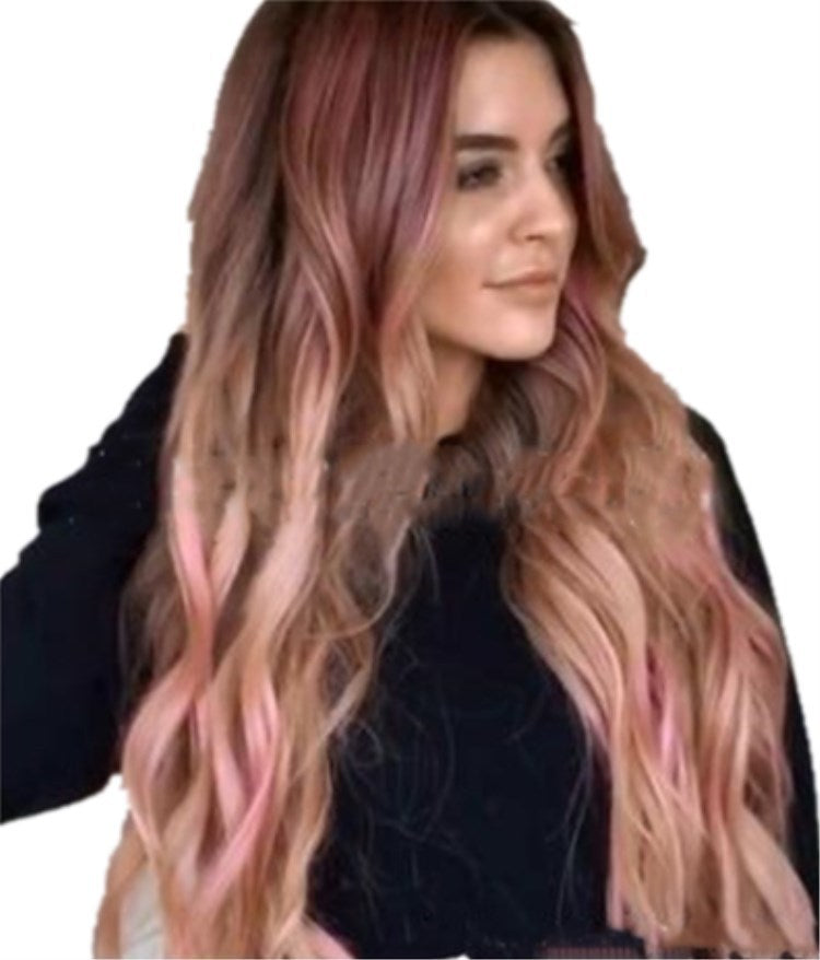 Brown Pink Big Wave Long Curly Hair Cross Border