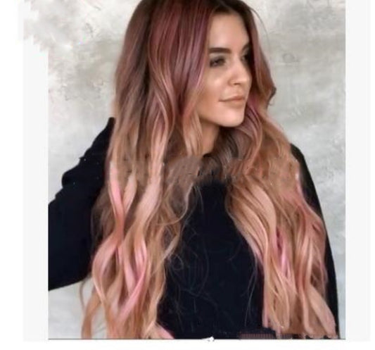 Brown Pink Big Wave Long Curly Hair Cross Border